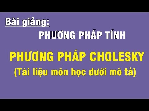 [PHƯƠNG PHÁP TÍNH/GIẢI TÍCH SỐ - GIẢI HỆ PHƯƠNG TRÌNH TUYẾN TÍNH] PHƯƠNG PHÁP CHOLESKY