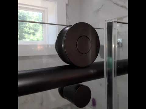 CLOSER LOOK  Exuma 60 in. W x 76 in. H Sliding Frameless Shower Door in Matte Black