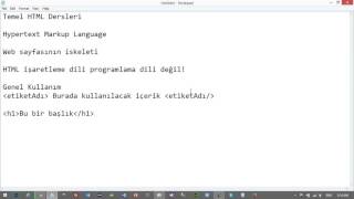 Web Tasarımı Dersleri : HTML - Ders1: HTML Nedir?