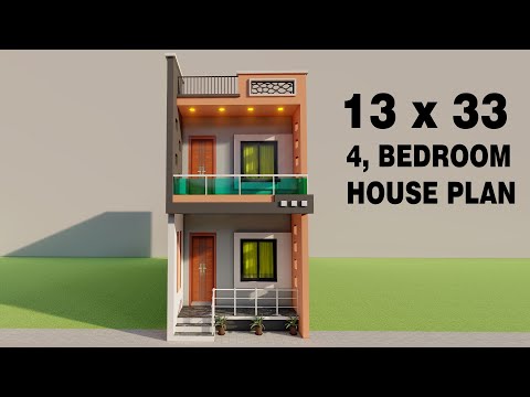 छोटे से छोटा चार कमरे का मकान,Small 3D house design,13*33 4 bedroom house design,13x33 makan ka map