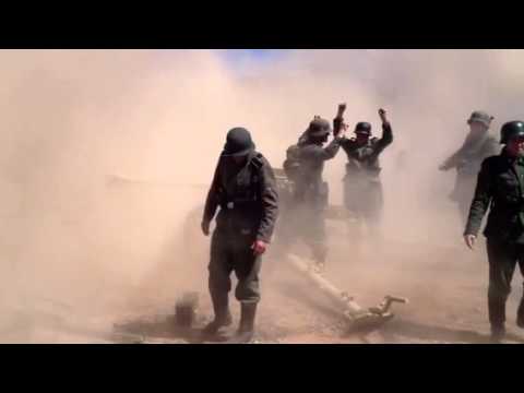 German WW2  75mm Pak-40 anti-tank gun with crew at the range!