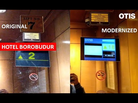 Original and Modernized OTIS Elevators at Hotel Borobudur, Jakarta