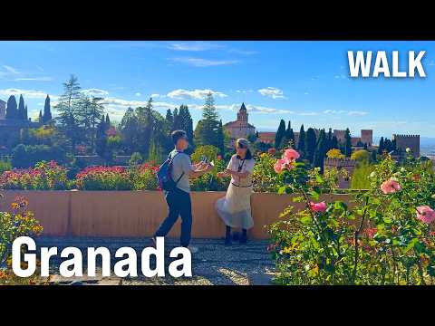 ALHAMBRA, Granada Walking Tour Part II 🇪🇸 Spain Immersive Walk for Big TVs with Captions [4K/60fps]