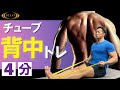 【筋トレ】広い背中を自宅で4分!背中を鍛えるチューブトレーニング【マンションOK!飛ばないトレーニング】