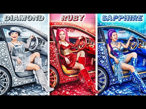 Kpop Demon Hunters: Rumi, Zoey & Mira Glow Up in Saphire, Ruby and Diamond Supercar Fashion!