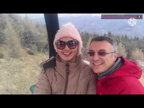 Animado com teleférico nas montanhas Bucegi (Munții Bucegi) Romênia.