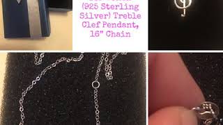 Prjewel Music Note Cross Necklace for Women (925 Sterling Silver) Treble Clef Pendant, 16” Chain