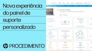 Nova experiência do painel de suporte personalizado do Suporte da HP