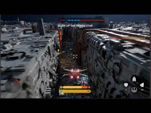 Death Star Trench Run as Luke Skywalker's X-Wing in Star Wars Battlefront