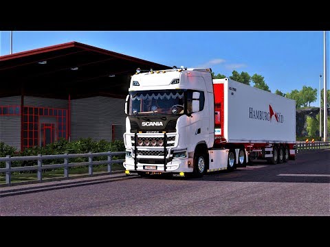 ETS2 Driving a brand new Scania S580 V8 to the container yard