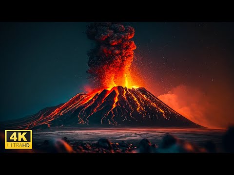 Unveil Iceland Volcano Eruption & Lava Flows in 4K Video Ultra HD with Relaxing Music