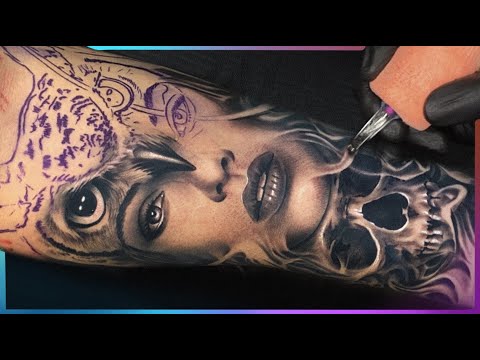 COMO FAZER TATUAGEM DE MULHER , CORUJA E CRÂNIO🦉 Passo a Passo😱