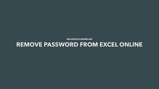 How to remove Excel password online | GroupDocs Unlock