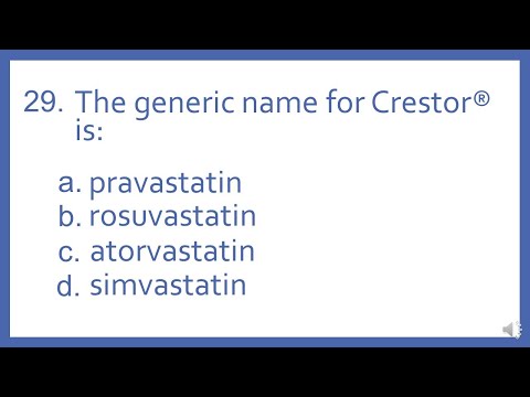 Top 200 Drugs Practice Test Question - The generic name for Crestor is  (PTCB PTCE NAPLEX NCLEX)
