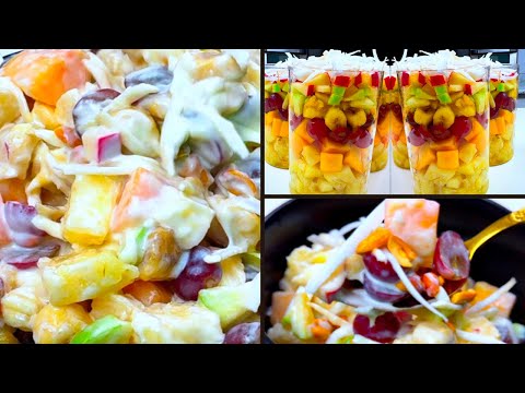 HOW TO MAKE EASY CREAMY FRUIT SALAD / YOGHURT & FRUIT DESSERT RECIPE