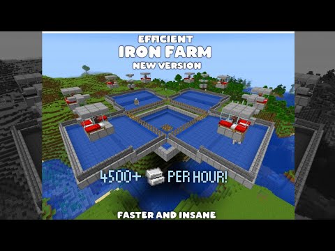 Efficient Iron Farm , Can Produce Upto 4500 iron Ingots Per Hour! For Jave and Bedrock .