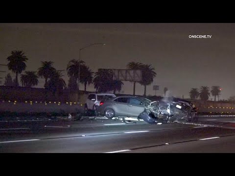 *CAUGHT ON CAMERA* Multi-Car Freeway Wreck (RAW FOOTAGE) | Los Angeles