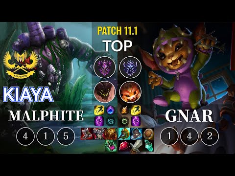 GAM Kiaya Malphite vs Gnar Top - KR Patch 11.1