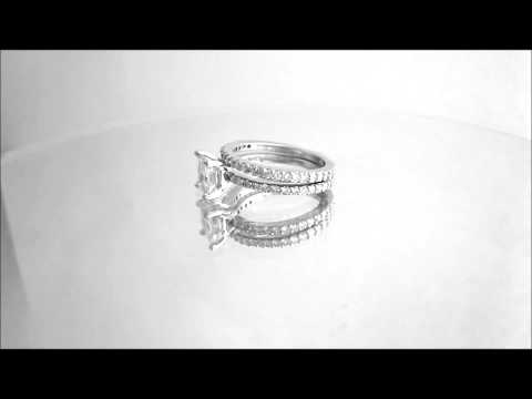 18K WHITE GOLD PRINCESS CUT DIAMOND ENGAGEMENT RING AND BAND PRONG SET 2.00CTW - KNR INC - 341