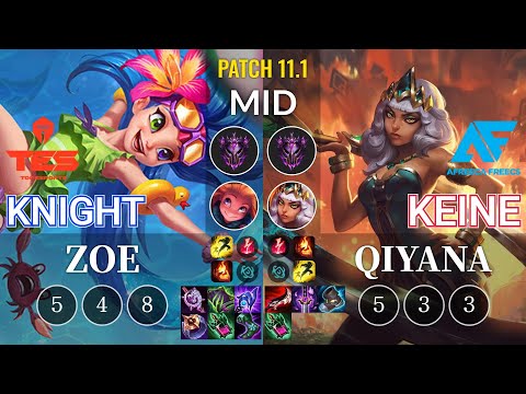 TES knight Zoe vs AF Keine Qiyana Mid - KR Patch 11.1