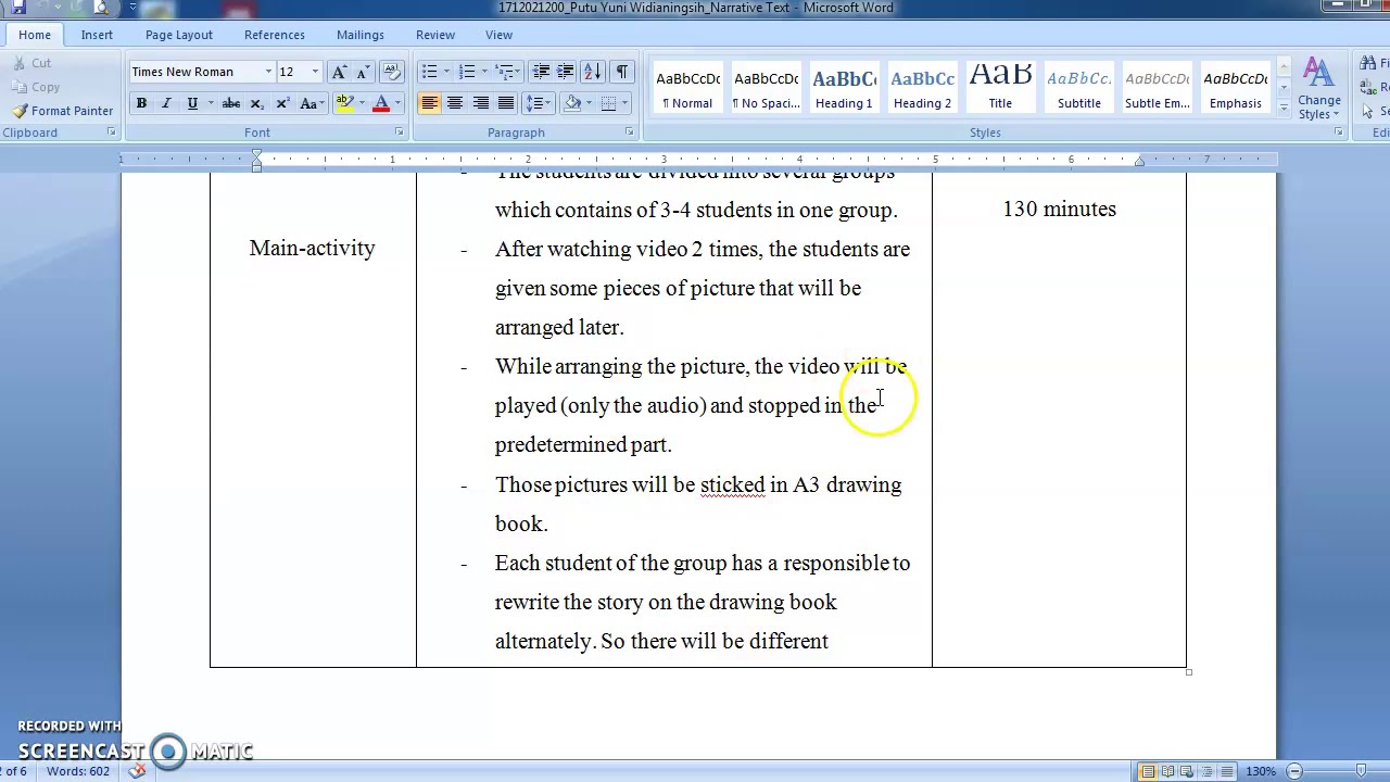 Lesson Plan of Narrative Text