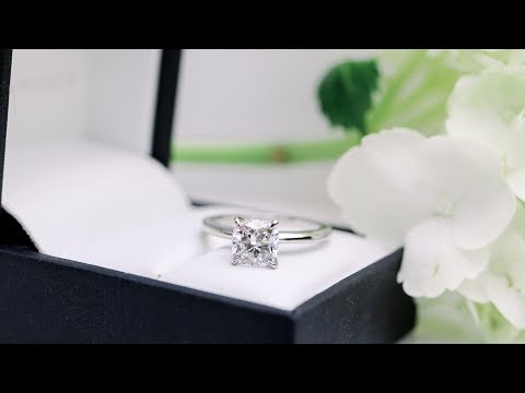 1.50 Carat Cushion Cut Lab Diamond Solitaire Engagement Ring in Platinum | Ada Diamonds