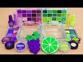 Grape Vs Lime Mixing Makeup Eyeshadow Into Slime ASMR