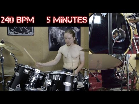 Extreme Double Bass Stamina Practice @ 240 BPM for 5min! (NO TRIGGERS!)
