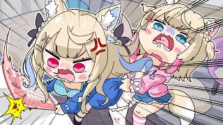 【手描き】新世代キーボードクラッシャーフワワ！罪なきモココの心ごと折ってしまうw【フワモコ/ホロライブ切り抜き漫画】