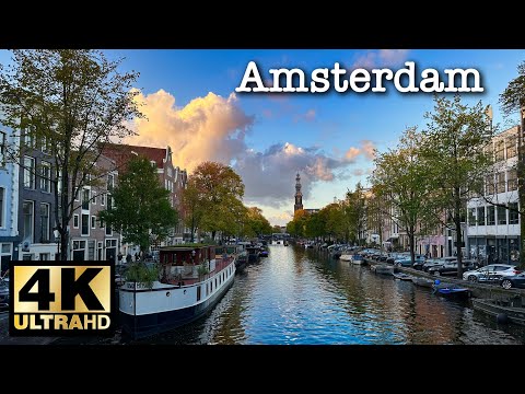 Amsterdam Walk🇳🇱Sunset in the centre of Amsterdam | October 2022 [4K 60fps]