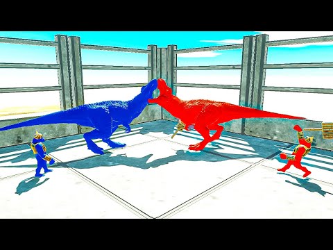 2 VS 2 RED DINOSAURS & GHOR HAMMER VS 2 BLUE DINOSAURS & GHOR HAMMER - ANIMAL REVOLT BATTLE SIMULATO