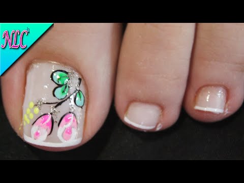 DISEÑO DE UÑAS PARA PIES ROSAS Y FRANCÉS ¡Muy Fácil! – ROSES NAIL ART – FRENCH NAIL ART – NLC
