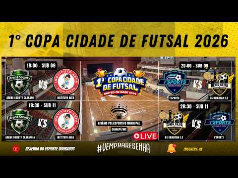 1° COPA CIDADE DE FUTSAL 2026 - 4 JOGOS - CATEGORIAS SUB 09 E 11.