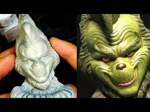 Sculpting Realistic Grinch/Jim Carrey Sculpture Timelapse - The Grinch : Stole Christmas
