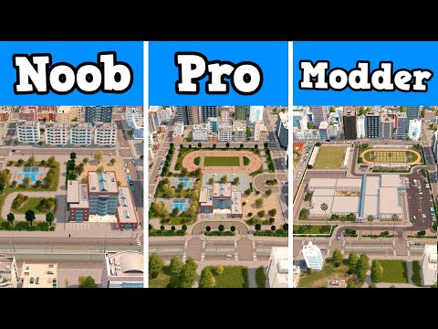 Noob VS Pro VS Modder - Building a city high school in Cities: Skylines