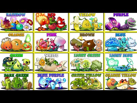 Random 16 Team Colorful Plants vs Team Zombies - Who Will Win? - PvZ 2 Team Plant Battlez