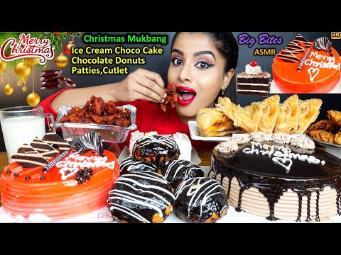 ASMR Eating Chocolate Cake,Donut,Choco Truffle,Strawberry Vanilla Ice Cream Cake ASMR Eating Mukbang