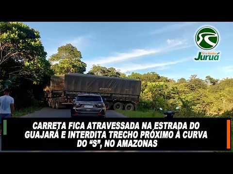Carreta fica atravessada na Estrada do Guajará e interdita trecho próximo à Curva do “S”