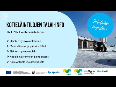 , title : 'Kotieläintilojen talvi-info 16.1.2024 webinaaritallenne'