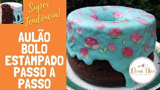 AULO BOLO ESTAMPADO OU PORCELANA PINTADO A MO- bolo caseiro com cobertura de ganache passo a passo