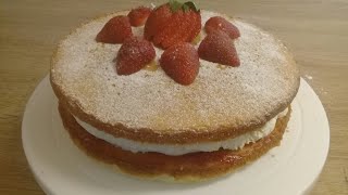 Victoria sponge cake - How to make sponge cake - Sponge cake with jam & cream