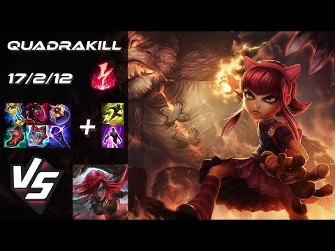 MID Annie vs Katarina [QUADRAKILL] - NA Grandmaster Patch 25.S1.6