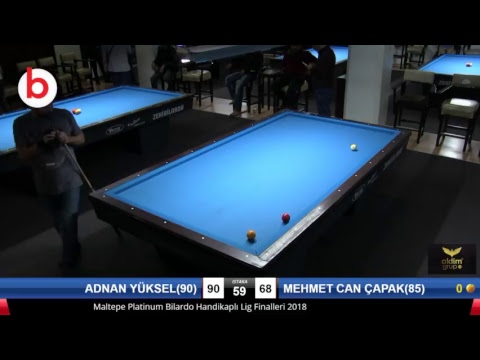 ADNAN YÜKSEL(90) & MEHMET CAN ÇAPAK(85) Bilardo Maçı - PLATINUM HANDİKAPLI LİGİ - 2018-2. Tur