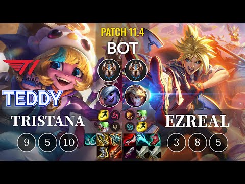 T1 Teddy Tristana vs Ezreal Bot - KR Patch 11.4