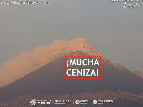 🌋 #POPOCATÉPETL | Exhalando mucha ceniza. El #Volcán #EnVivo