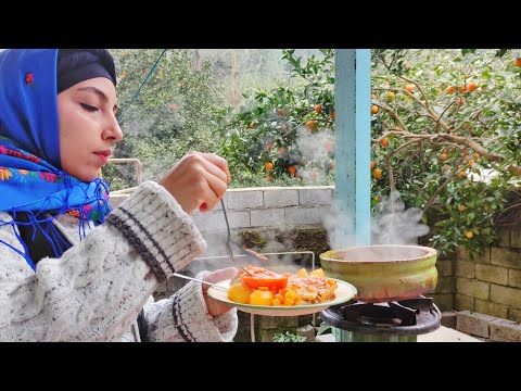Preparing a simple Iranian soup with chicken | Simple life in the countryside
