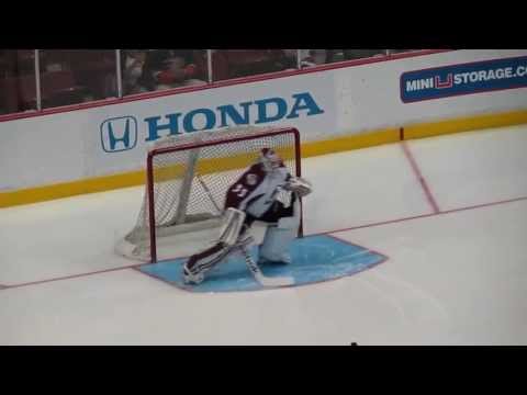 Colorado Avalanche warmups at the Honda Center against the Anaheim Ducks 04102013