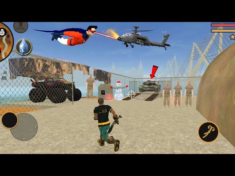 Vegas Crime Simulator (Rope Hero Appeared with Monster Truck) Rope Hero Fight Army Base - HD