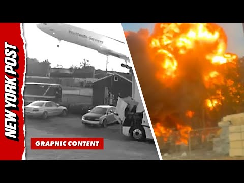Horrific Moment UPS Plane Crashes and Erupts in a Fireball in Louisville, Kentucky