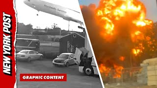 Download lagu Horrific Moment UPS Plane Crashes and Erupts in a Fireball in Louisville, Kentucky mp3